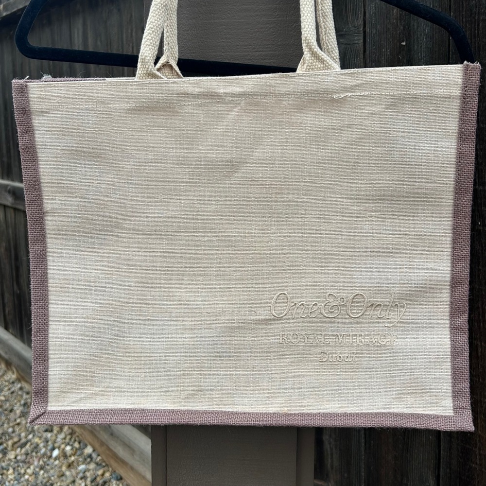 One&Only Royal Mirage Dubai Tote Bag Beige Brown Resort Beach Shopper